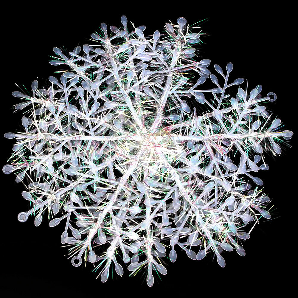 30-Piece White Snowflake Ornament Set – 11cm