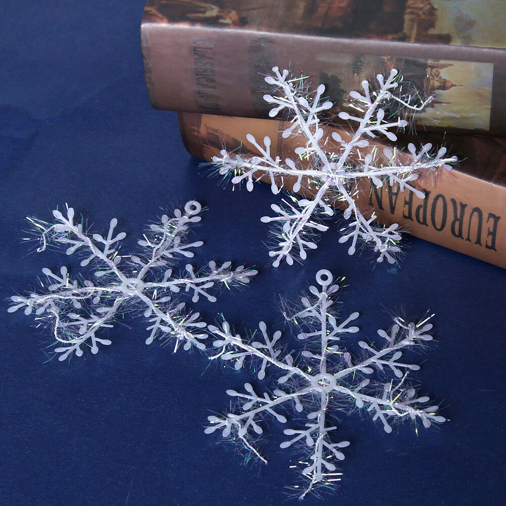 30-Piece White Snowflake Ornament Set – 11cm