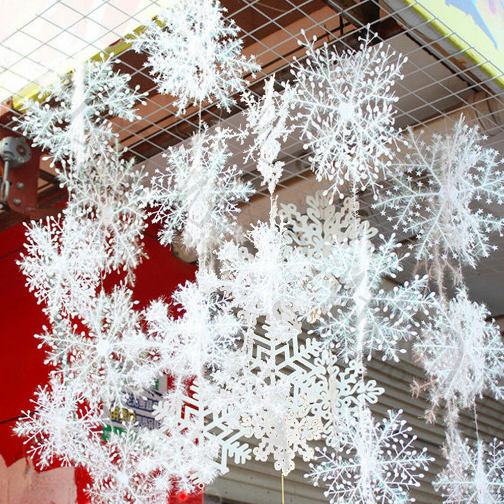 30-Piece White Snowflake Ornament Set – 11cm