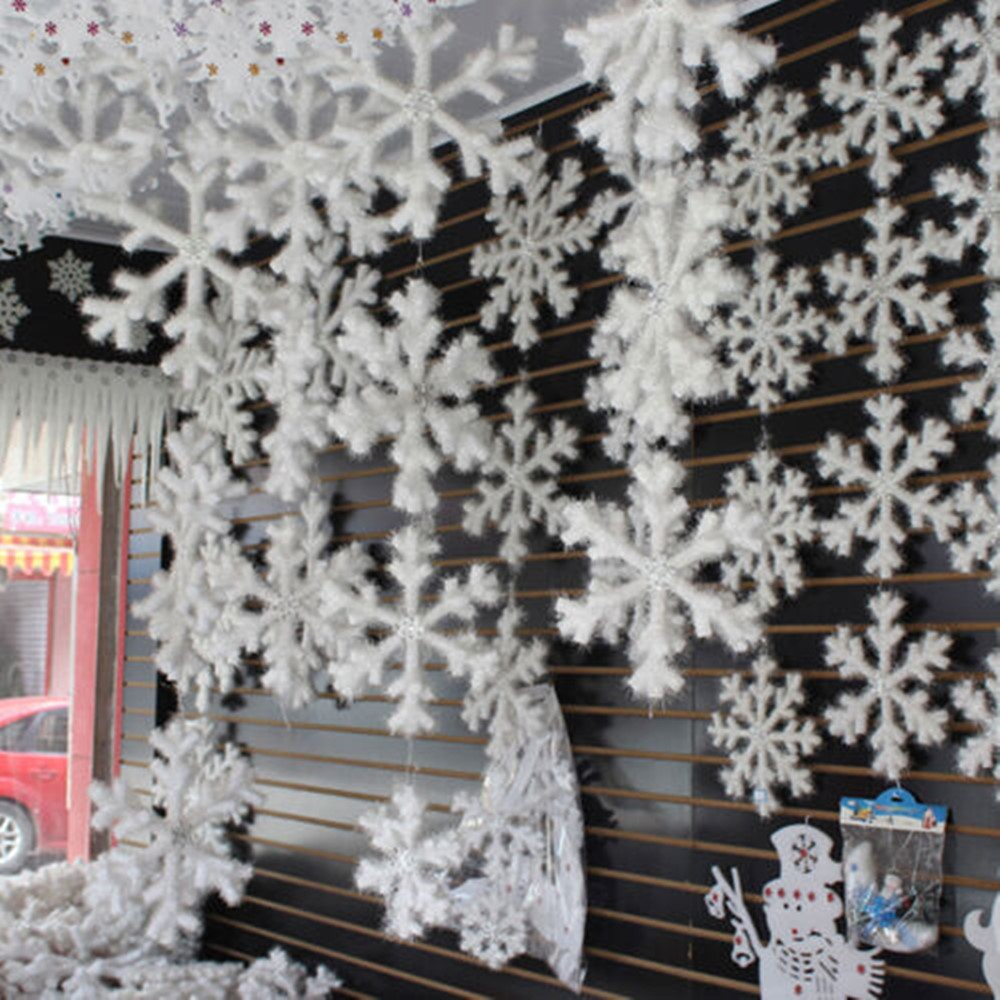 30-Piece White Snowflake Ornament Set – 11cm