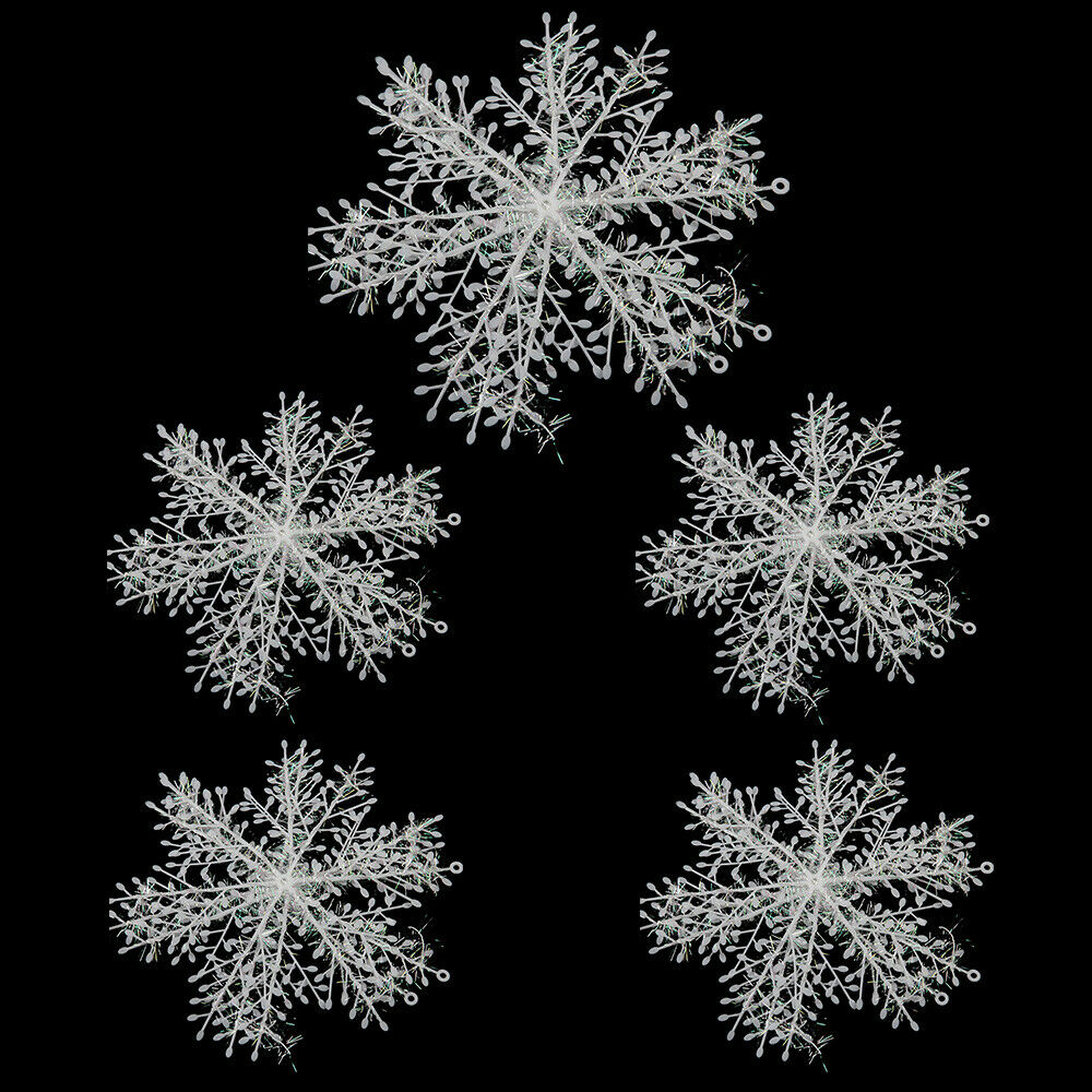 30-Piece White Snowflake Ornament Set – 11cm
