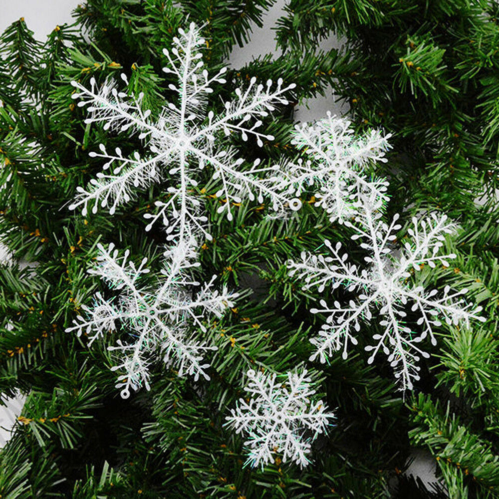 30-Piece White Snowflake Ornament Set – 11cm